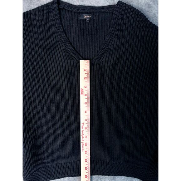Quince V Neck Sweater 100 percent Organic Cotton Fisherman Black Size Small - Picture 7 of 8